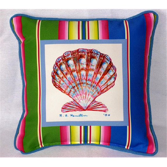 Betsy Drake Scallop Shell Small Outdoor-Indoor Pillow 12''x12''