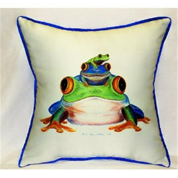 Betsy Drake Stacked Frogs Throw Pillow 22 x 22 in.