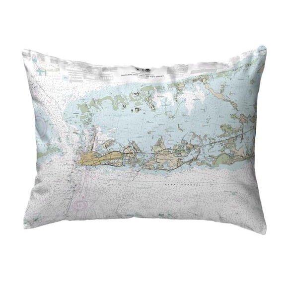 Betsy Drake  Sugarloaf Key to Key West, FL Nautical Map Noncorded Indoor & Outdoor Pillow - 16 x 20 in.