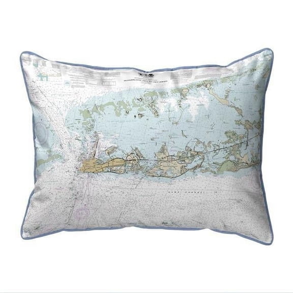 Betsy Drake  Sugarloaf Key to Key West, FL Nautical Map Small Corded Indoor & Outdoor Pillow - 11 x 14 in.