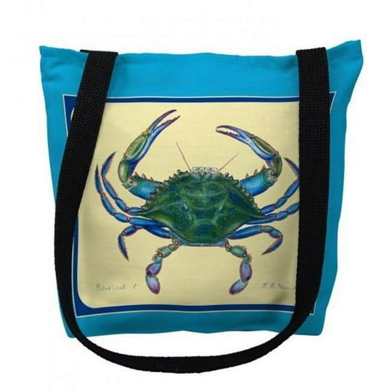 Betsy Drake TY004M 16 x 16 in. Female Blue Crab Border Tote Bag - Medium
