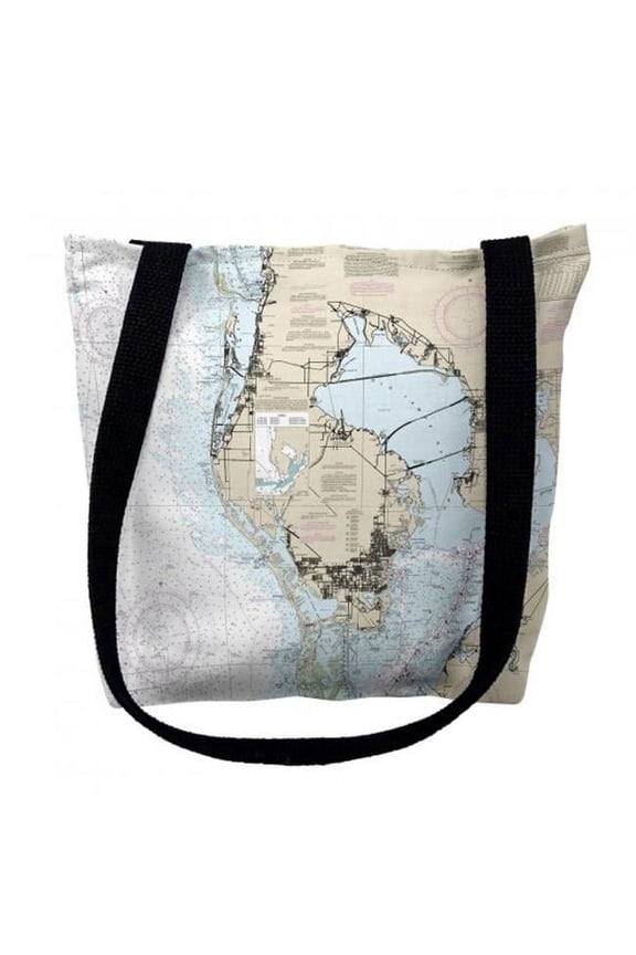 TY11412M 16 x 16 in. Tampa Bay Florida Nautical Map Tote Bag - Medium