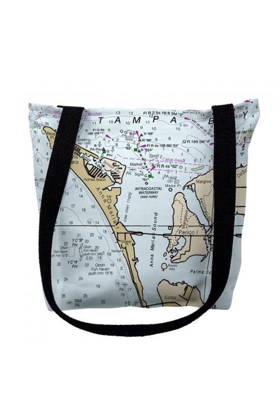 TY11424RM 16 x 16 in. Anna Maria Island Florida Nautical Map Tote Bag - Medium
