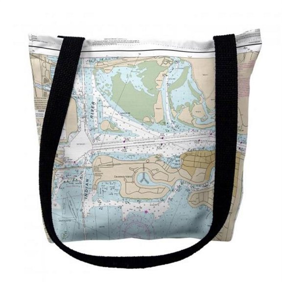 Betsy Drake TY11475M 16 x 16 in. Fort Pierce Harbor Florida Nautical Map Tote Bag - Medium