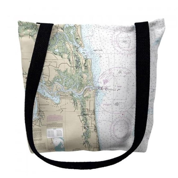 Betsy Drake TY11488JBM 16 x 16 in. Jacksonville Florida Nautical Map Tote Bag - Medium