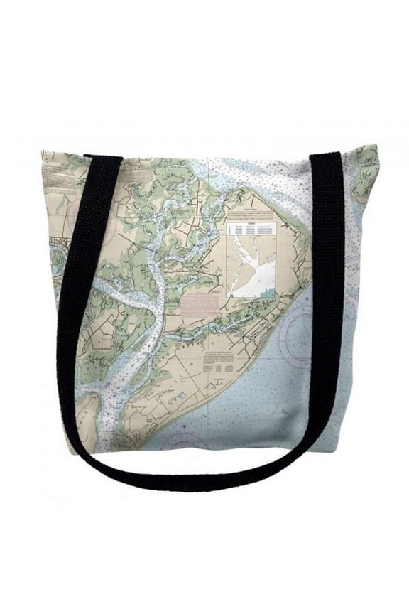 TY11516M 16 x 16 in. Hilton Head South Carolina Nautical Map Tote Bag - Medium