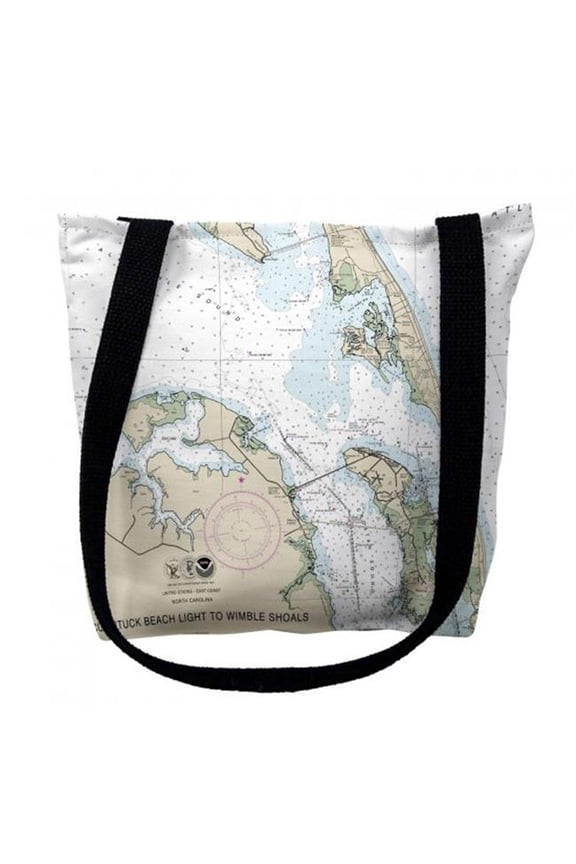 TY12204M 16 x 16 in. Manteo North Carolina Nautical Map Tote Bag - Medium
