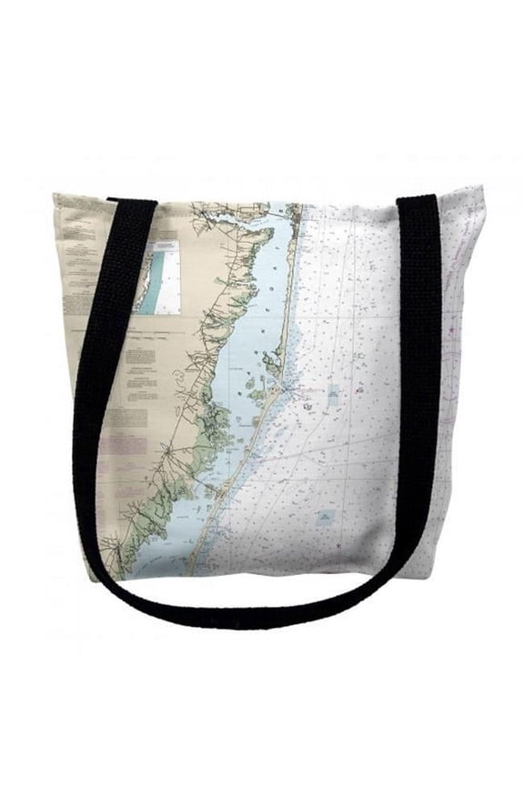 Long Beach, NJ Nautical Map Medium Tote Bag 16x16 - 16 inches x 16 inches