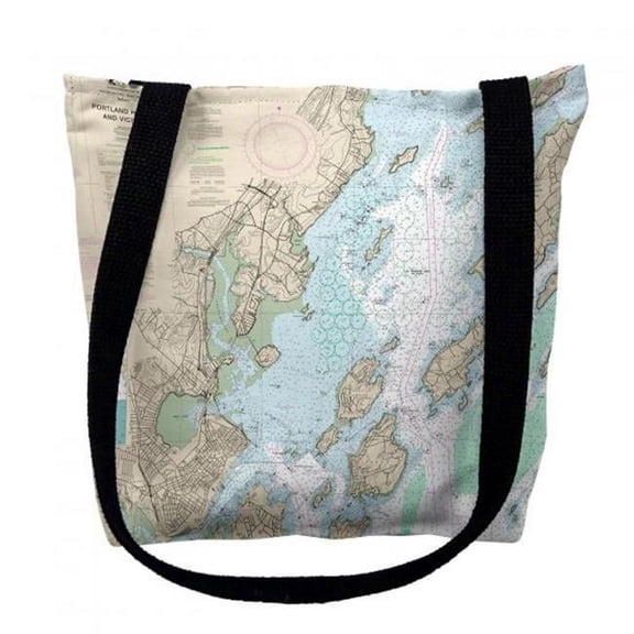 Betsy Drake TY13292PLM 16 x 16 in. Portland Harbor & Vacinity Maine Nautical Map Tote Bag - Medium