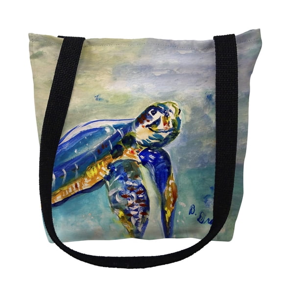 Betsy Drake TY1437M 16 x 16 in. Happy Sea Turtle Tote Bag - Medium
