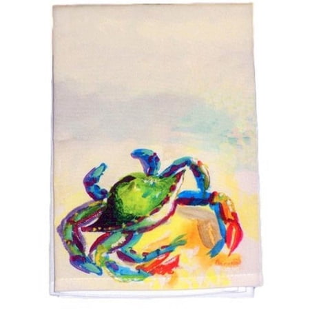 Betsy Drake Teal Crab Guest Towel Set of 2