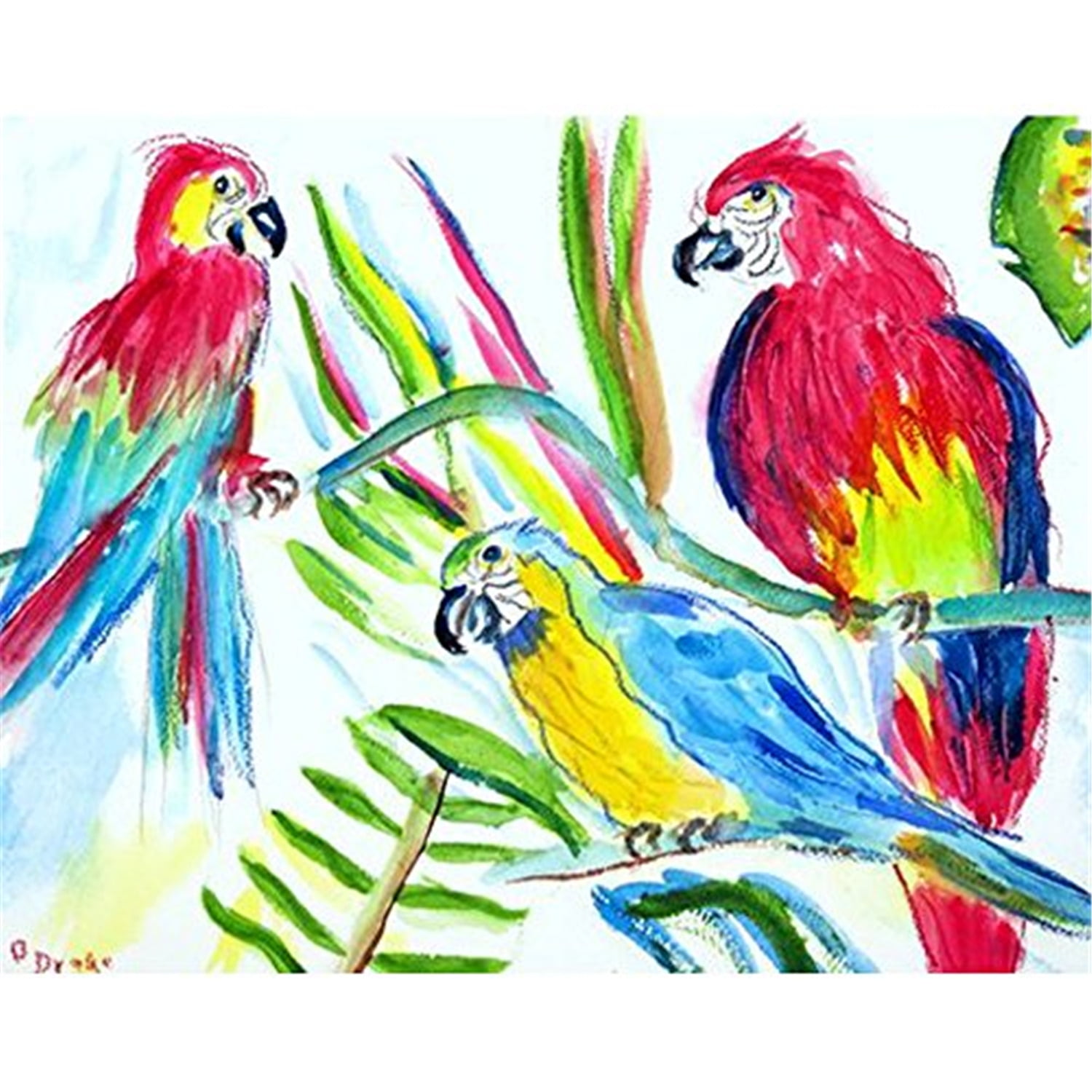 Vibrant Tropical Parrots Outdoor Wall Hanging Canvas 24" x 30"