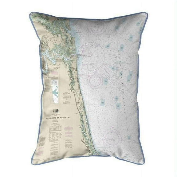 Betsy Drake ZP11488 Amelia Island to Saint Augustine, FL Nautical Map Extra Large Zippered Indoor & Outdoor Pillow - 20 x 24 in.