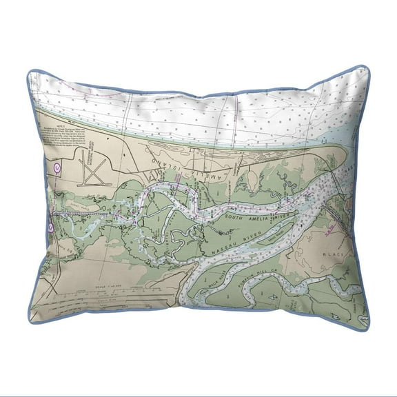 Betsy Drake Interiors Amelia Island, FL Nautical Map Extra Large Zippered Indoor/Outdoor Pillow 20x24