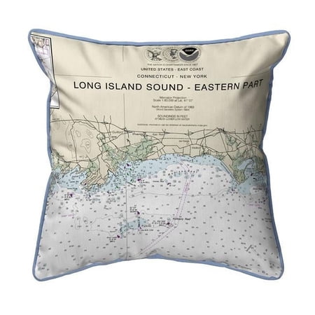 Betsy Drake ZP12354MA 22 x 22 in. Long Island Sound - Eastern Part Detail, NY Nautical Map Extra Large Zippered Indoor & Outdoor Pillow