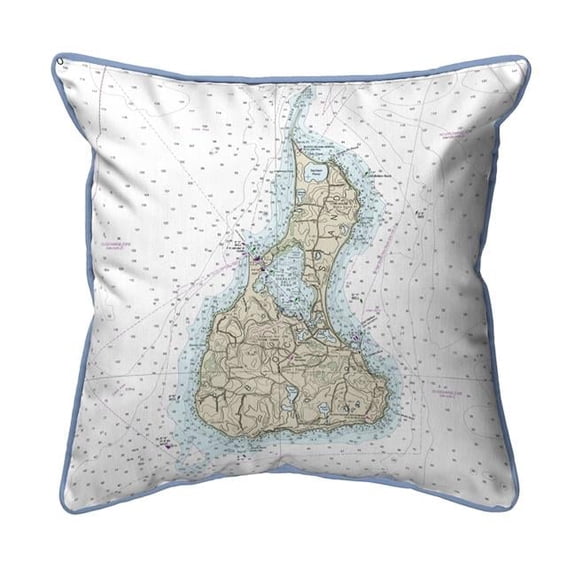 Betsy Drake ZP13215 22 x 22 in. Block Island, RI Nautical Map Extra Large Zippered Indoor & Outdoor Pillow