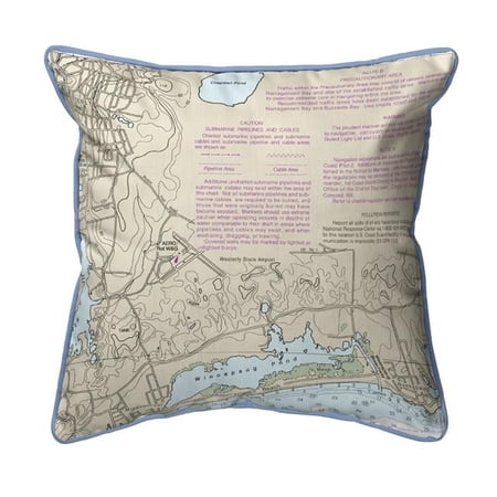 Betsy Drake ZP13215A 22 x 22 in. Block Island Sound - Westerly State Airport, RI Nautical Map Extra Large Zippered Indoor & Outdoor Pillow