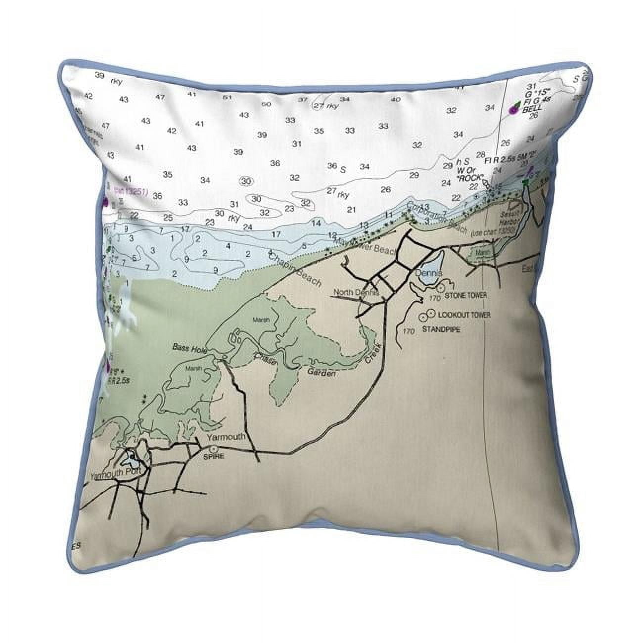 Betsy Drake ZP13246DE 22 x 22 in. Cape Cod - Dennis, MA Nautical Map Extra Large Zippered Indoor & Outdoor Pillow