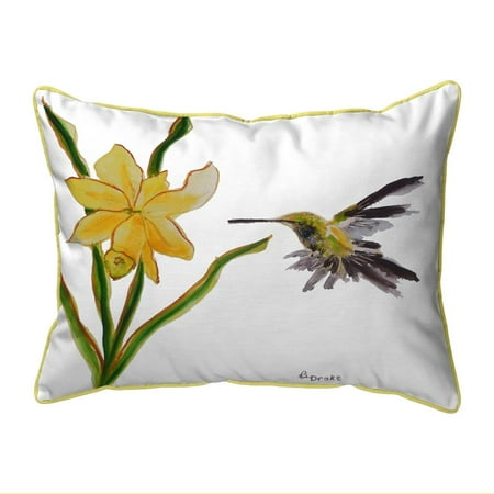 Betsy Drake Interiors Yellow Hummingbird Extra Large Zippered Pillow 20x24