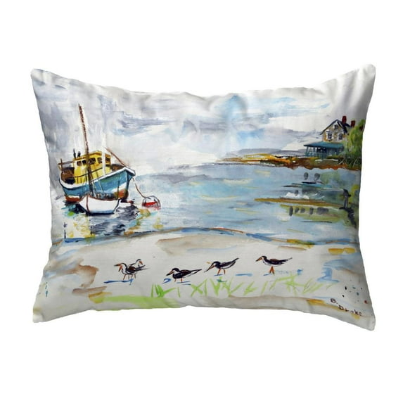 Betsy Drake Interiors Boat & Sandpipers No Cord Pillow 16x20