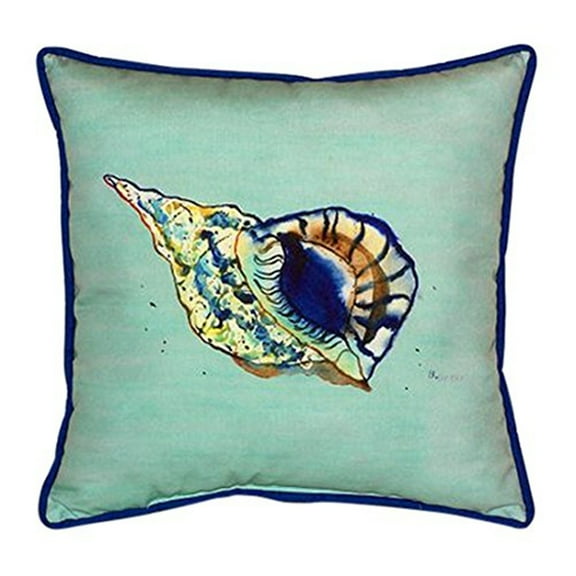 Betsy Drake ZP606C Betsys Shell - Teal Indoor & Outdoor Throw Pillow- 22 x 22 in.