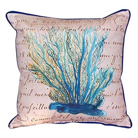 Betsy Drake ZP703B Blue Coral Beige Throw Pillow- 22 x 22 in.