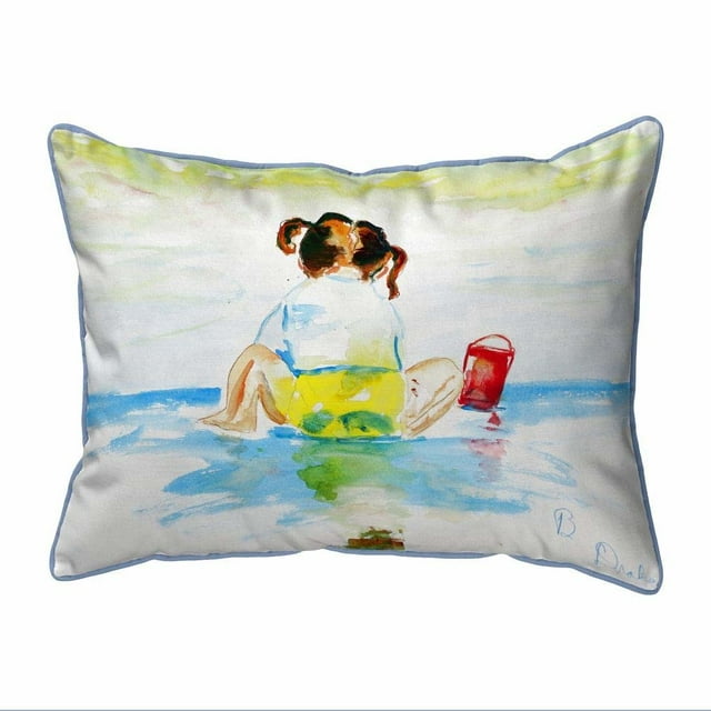 Betsy Drake Interiors Pigtails Playing Extra Large Zippered Indoor/Outdoor Pillow 20x24