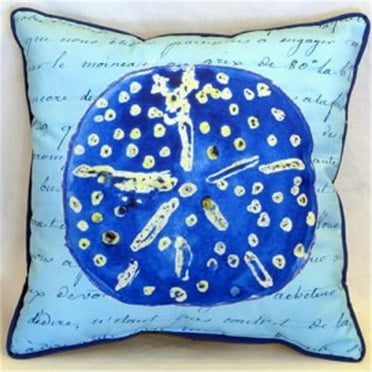 Betsy Drake ZP989 Blue Sand Dollar Indoor & Outdoor Throw Pillow- 22 x 22 in.