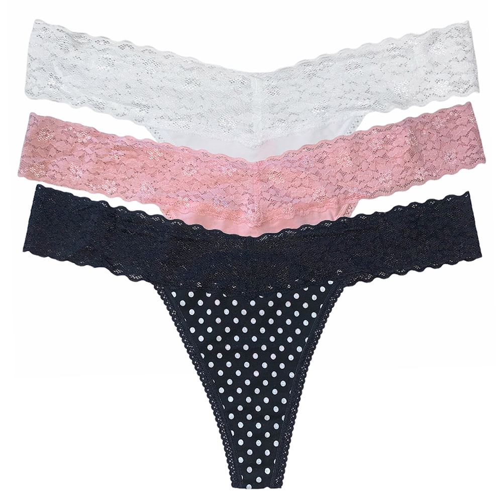 B Johnson Women's Thong Panties 3 Pack Classic Lace Thong