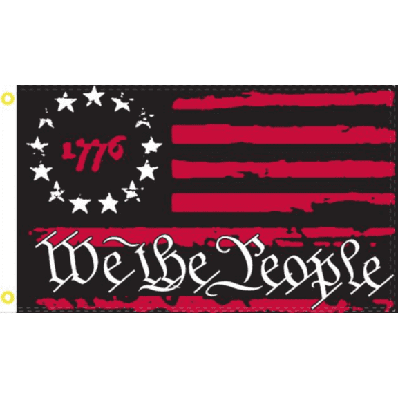 Betsy Ross 1776 We The People Black & Red USA American 6x10 Flag Rough Tex 100D