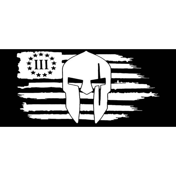 Betsy Ross 3 III Spartan Helmet Black White Vinyl Decal Bumper Sticker