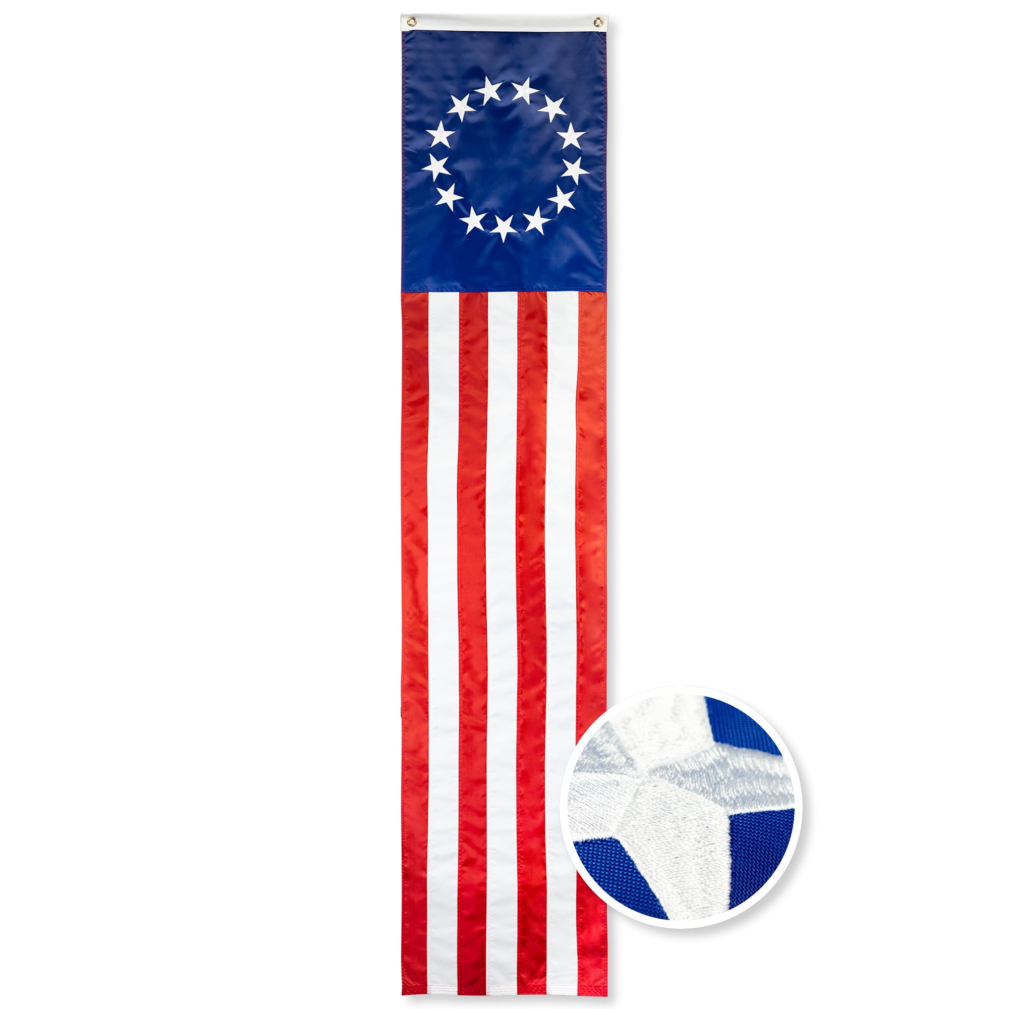 Betsy Ross American Patriotic Bunting & Flag Pulldown Embroidered Stars 20" x8' (1 Piece)