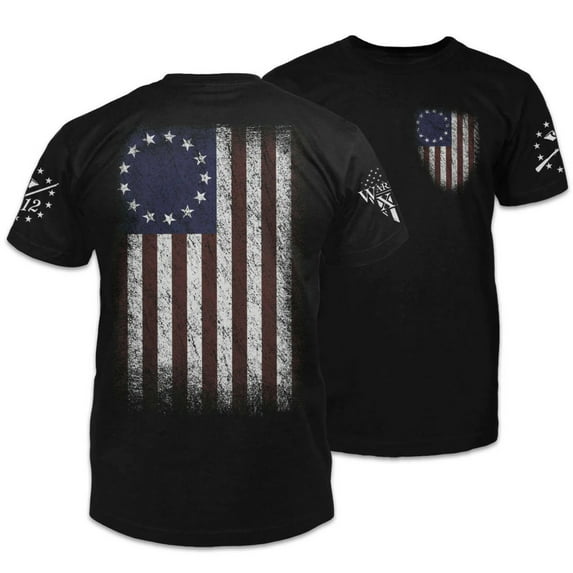 Betsy Ross Flag T-Shirt Patriotic Tribute Tee | American Pride Veteran Support Shirt | 100% Cotton Military Apparel