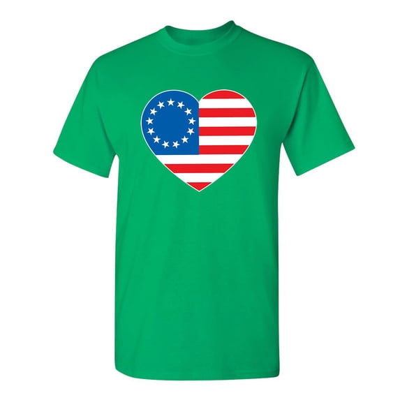Betsy Ross Heart Shaped American Flag Novelty Humor Adult Graphic Tee Birthday Anniversary Christmas Gift Tshirt Funny Sarcastic T Shirt