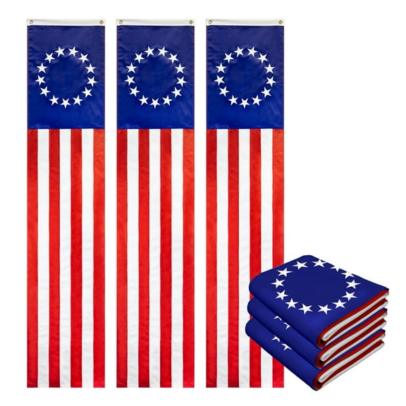 Betsy Ross Pull Down Flag 1.67x8FT 3-Pack Embroidered Polyester By G128