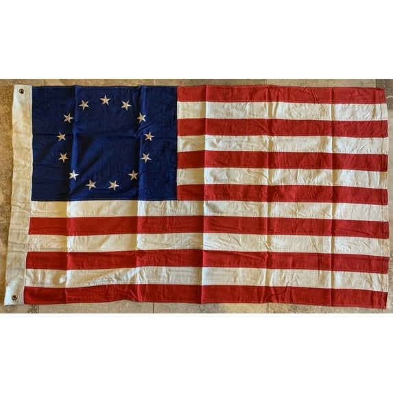 Betsy Ross Tea Stained Vintage Flag 3'X5 Rough Tex® Cotton