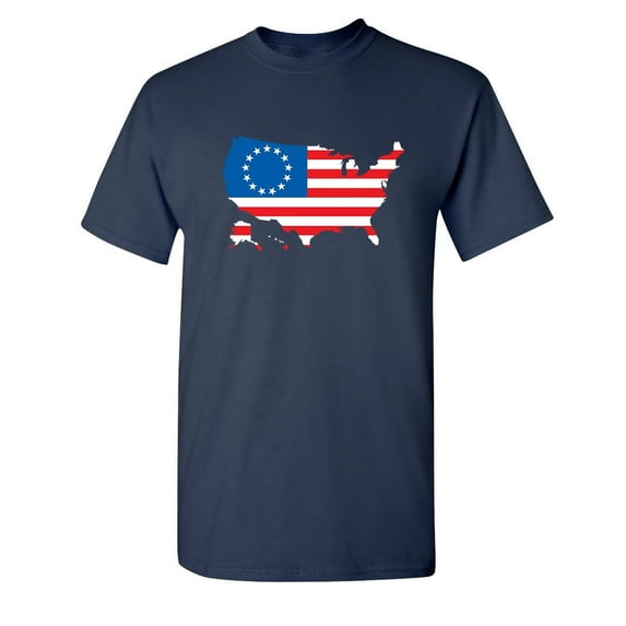 Betsy Ross USA Shaped Flag Sarcastic Humor Graphic Novelty Funny Tall T Shirt