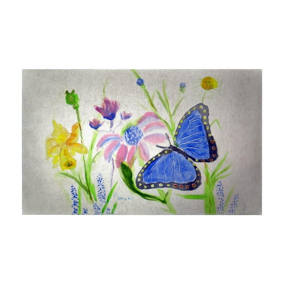 Betsy Drake Interiors Betsy's Blue Morpho Door Mat 30x50