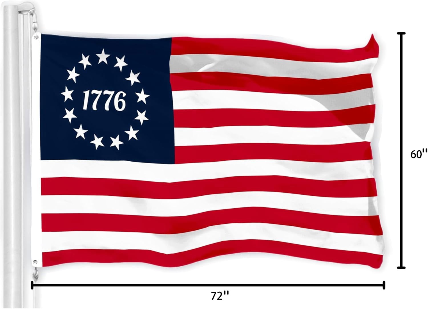 BetsyRoss 17 76-Flag - American US Flag 4x6 Outdoor Double Sided- 13Stars Colonies-Primitive USA Flags- United States Flags Polyester with Brass Grommets Banner