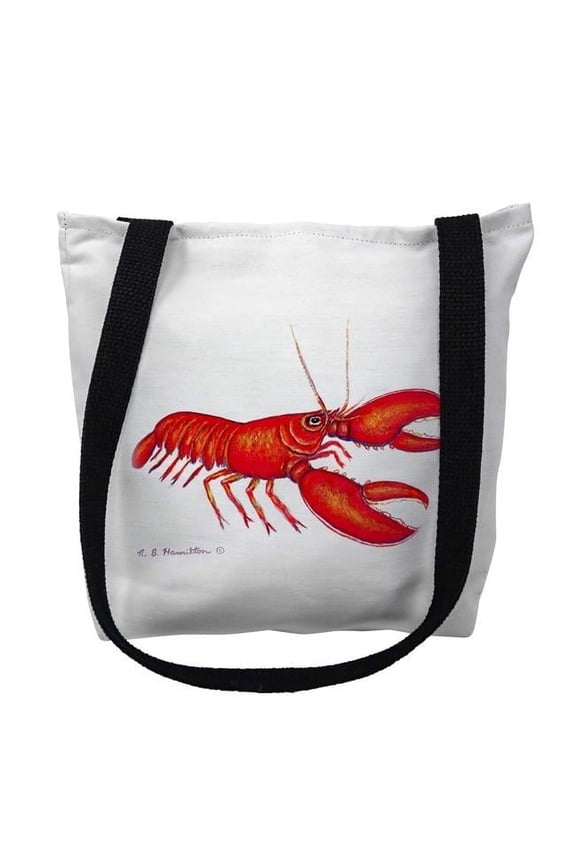 Betsydrake  13 x 13 in. Red Lobster Tote Bag - Small