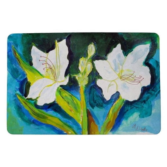 Betsydrake DM1139 18 x 26 in. White Lily Door Mat - Small