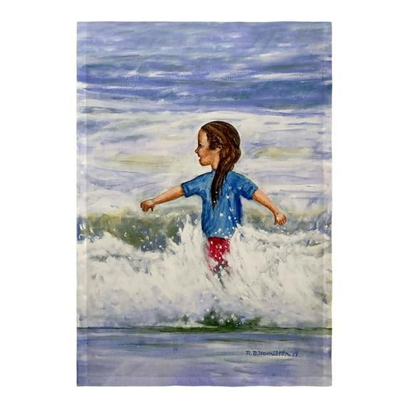 Betsydrake FL1156 12.5 x 18 in. Girl in Surf Flag