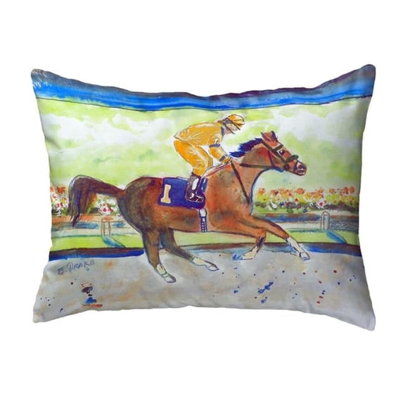 Betsydrake NC055B Racing Horse Gold Noncorded Pillow - Large