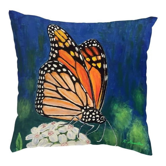 Betsydrake NC1212 Monarch & Flower Noncorded Pillow - Large