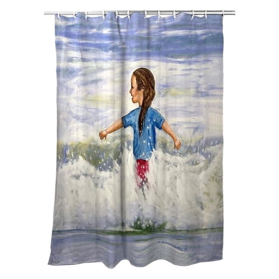 Betsydrake SH1156 71 x 74 in. Girl in Surf Shower Curtain
