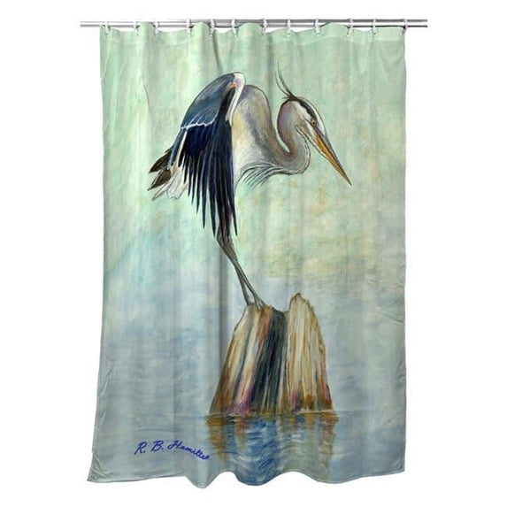 Betsydrake SH1175 71 x 74 in. Balancing Heron Shower Curtain