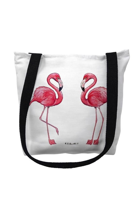 Betsydrake TY084WS 13 x 13 in. Flamingo White Background Tote Bag - Small