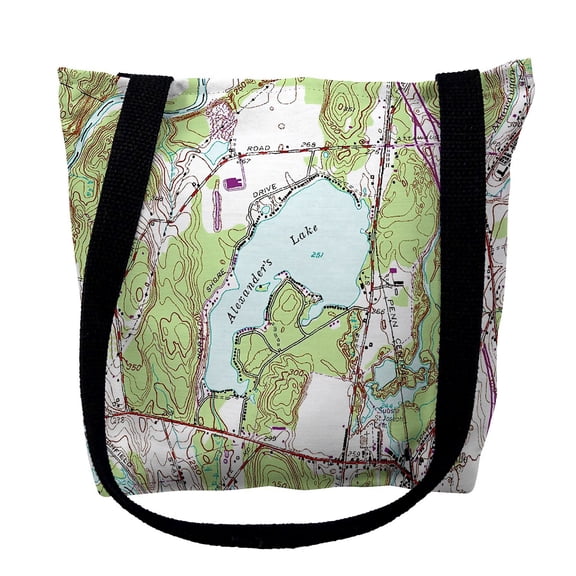 Betsydrake TY469M 16 x 16 in. Alexanders Lake, CT Nautical Map Medium Tote Bag