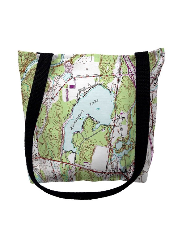 Betsydrake TY469M 16 x 16 in. Alexanders Lake, CT Nautical Map Medium Tote Bag