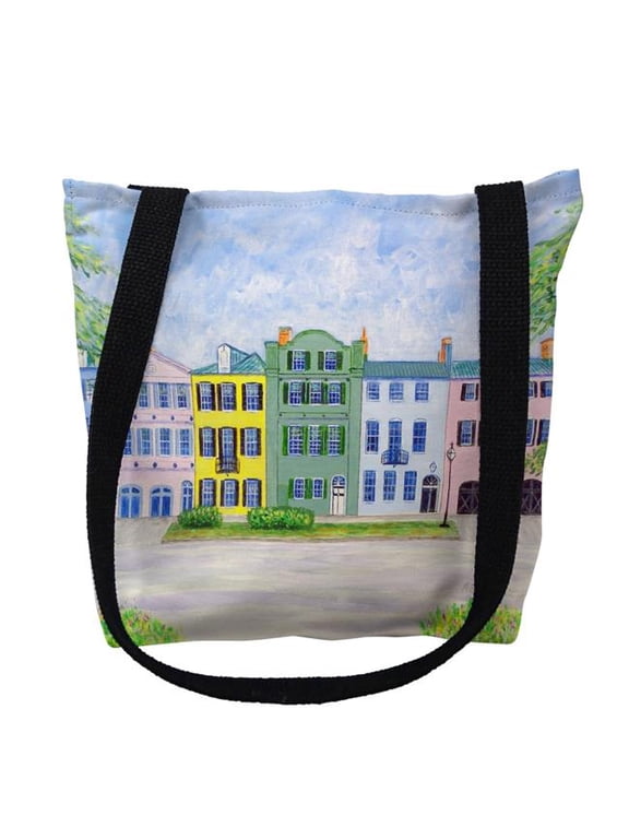 Betsydrake TY540G 18 x 18 in. Rainbow Row Tote Bag - Large